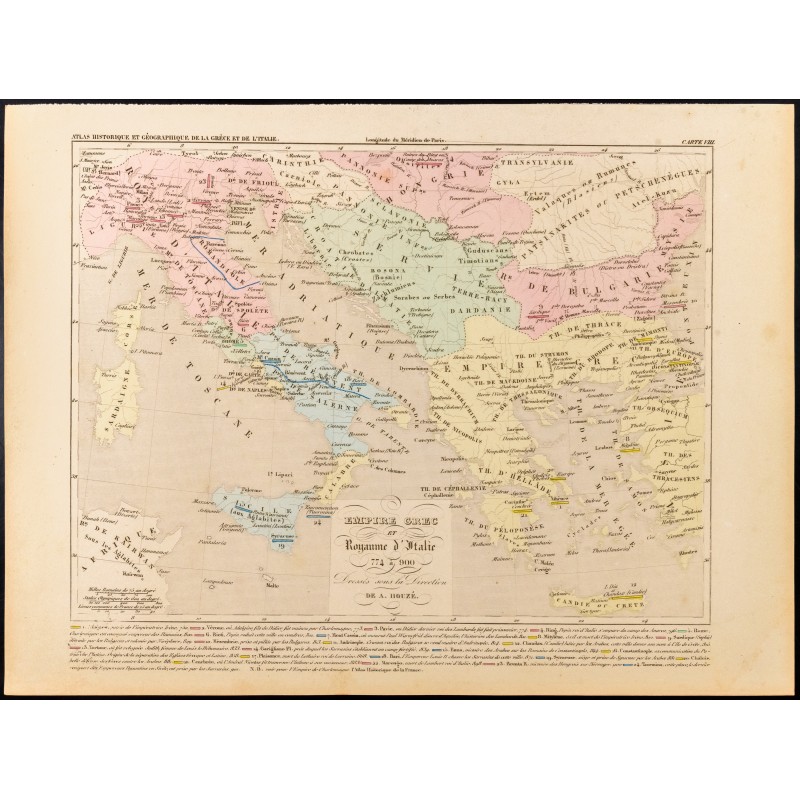 Gravure de 1859 - Empire grec et Royaume d'Italie - 1