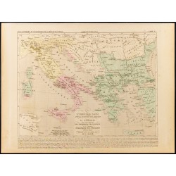 Gravure de 1859 - Carte de l'Empire grec et d'Italie - 1