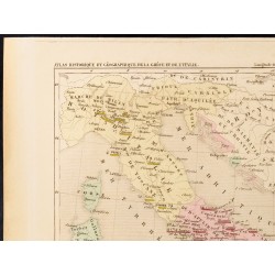 Gravure de 1859 - Carte de l'Empire grec et d'Italie - 2
