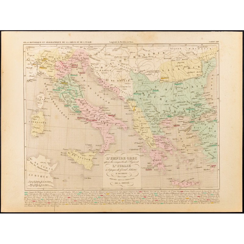 Gravure de 1859 - Empire Grec, Empire Ottoman et Italie - 1