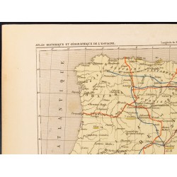 Gravure de 1859 - Carte de l'Espagne sous les Visigoths - 2