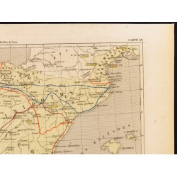 Gravure de 1859 - Carte de l'Espagne sous les Visigoths - 3
