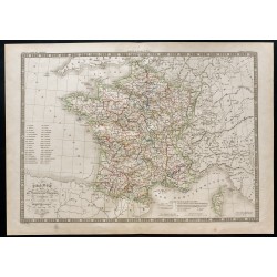 Gravure de 1838 - Carte de France (Province et départements) - 1