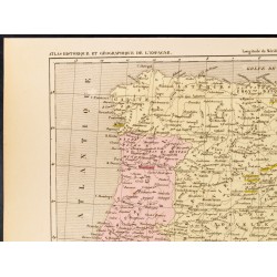 Gravure de 1859 - Carte de l'Espagne et Portugal de 1640 à nos jours - 2