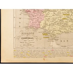 Gravure de 1859 - Carte de l'Espagne et Portugal de 1640 à nos jours - 4