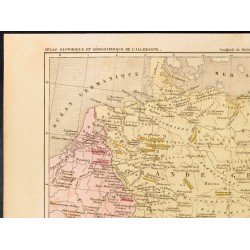 Gravure de 1859 - Carte de la Grande Germanie - Europe centrale - 2