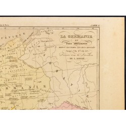 Gravure de 1859 - Carte de la Grande Germanie - Europe centrale - 3