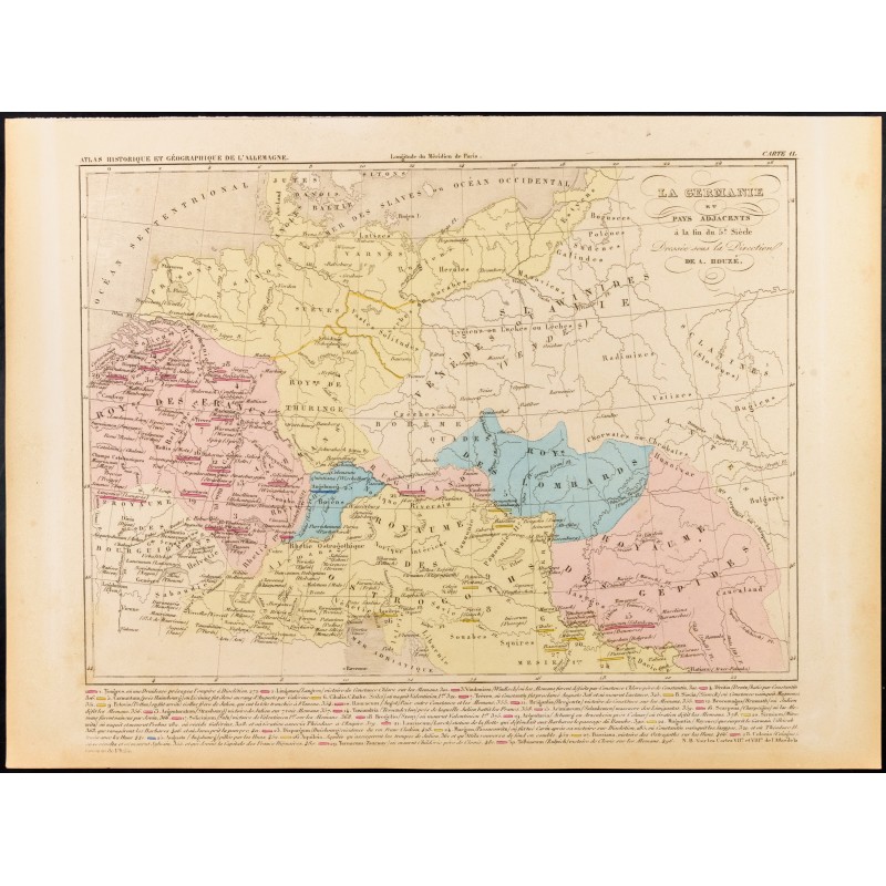 Gravure de 1859 - Carte de la Germanie et pays adjacents - 1