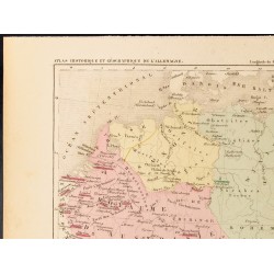 Gravure de 1859 - Carte de la Germanie sous les Mérovingiens - 2