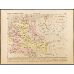 Gravure de 1859 - La Germanie & Empire de Charlemagne de 741 à 843 - 1