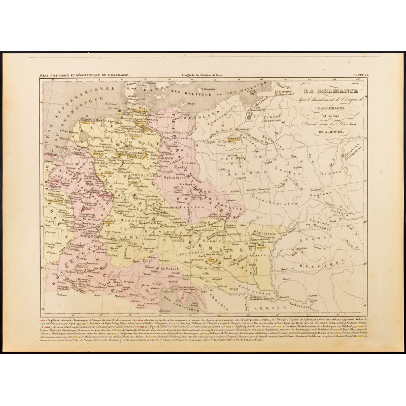 Gravure de 1859 - La Germanie & Empire de Charlemagne de 741 à 843 - 1