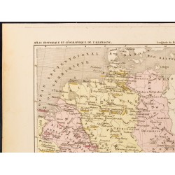 Gravure de 1859 - La Germanie & Empire de Charlemagne de 741 à 843 - 2