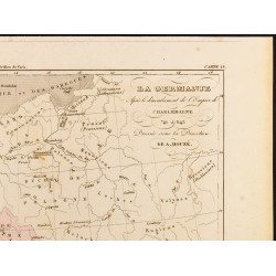 Gravure de 1859 - La Germanie & Empire de Charlemagne de 741 à 843 - 3