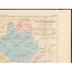 Gravure de 1859 - Carte de l'Empire romain germanique - Maison de Franconie - 3