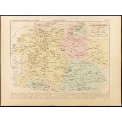 Gravure de 1859 - Carte de l'Empire germanique - Maison de Souabe - 1