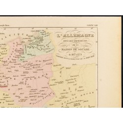 Gravure de 1859 - Carte de l'Empire germanique - Maison de Souabe - 3