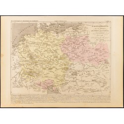 Gravure de 1859 - Carte de l'Allemagne - Maison de Habsbourg et de Luxembourg - 1