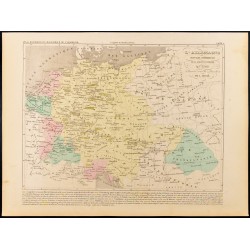Gravure de 1859 - Carte de l'Allemagne sous les empereurs d'Autriche - 1