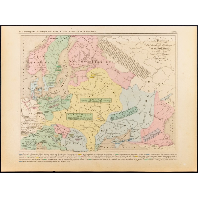 Gravure de 1859 - Carte de Russie, Suède et Danemark - 1