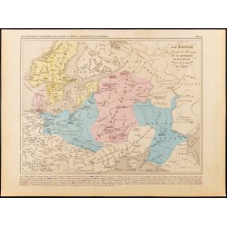 Gravure de 1859 - Carte de Russie, Suède, Norvège et Danemark - 1