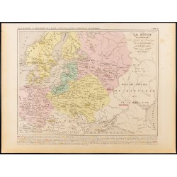 Gravure de 1859 - Carte de Russie, Pologne et Scandinavie - 1