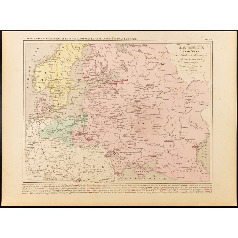 Gravure de 1859 - Carte de Russie, Pologne et Scandinavie - 1
