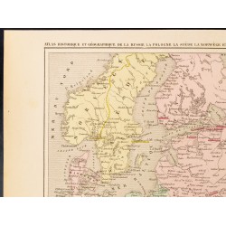 Gravure de 1859 - Carte de Russie, Pologne et Scandinavie - 2