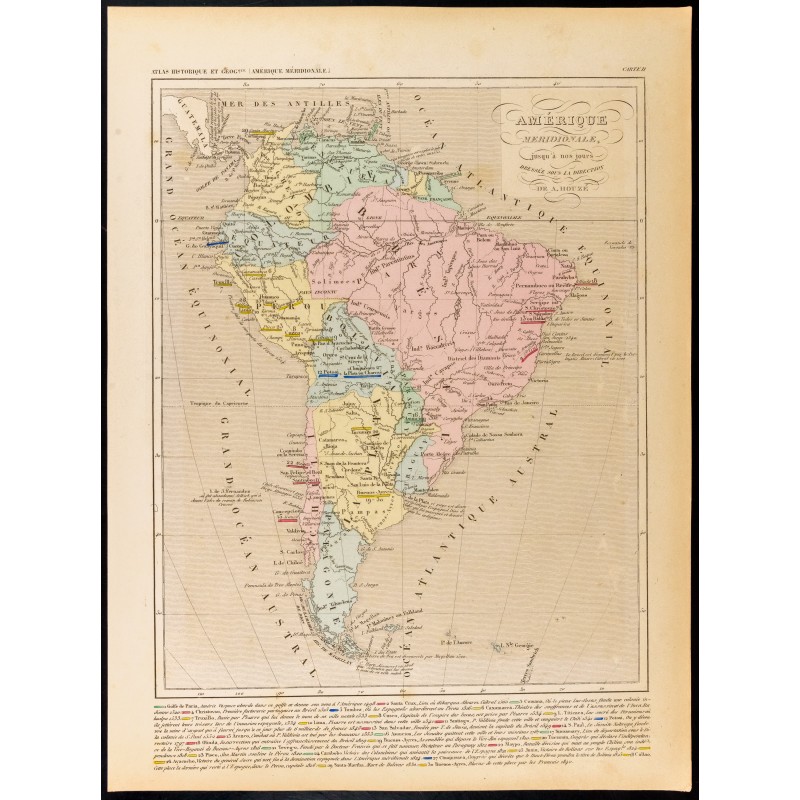 Gravure de 1859 - Carte de l'Amérique méridionale - 1