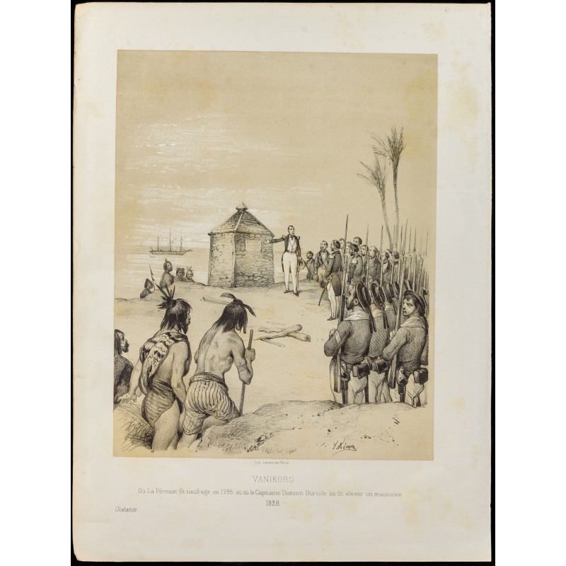 Gravure de 1859 - Vanikoro - Mausolée de La Pérouse - 1