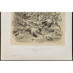 Gravure de 1859 - Bataille de Morgarten - Victoire des Suisses - 4