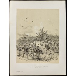 Gravure de 1859 - Bataille de Morat - Victoire des Suisses - 1