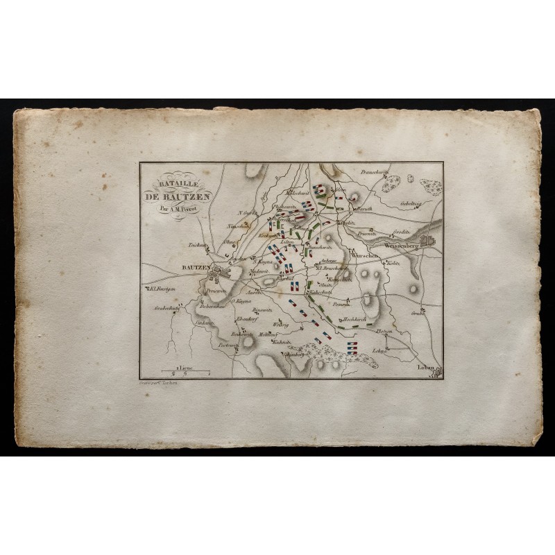 Gravure de 1833 - Plan de la bataille de Bautzen - 1