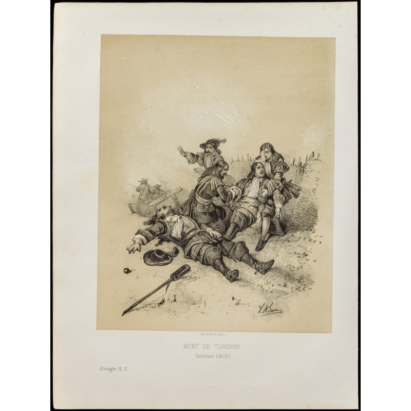 Gravure de 1859 - Mort de Turenne à Saltsbach - 1