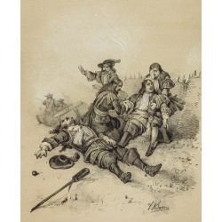 Gravure de 1859 - Mort de Turenne à Saltsbach - 2