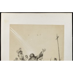 Gravure de 1859 - Martyre de Saint Boniface à Dokkum. - 3