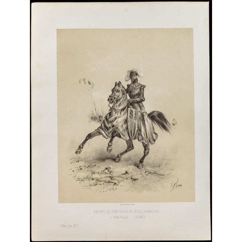 Gravure de 1859 - Portrait de Henri III, Empereur d'Allemagne - 1