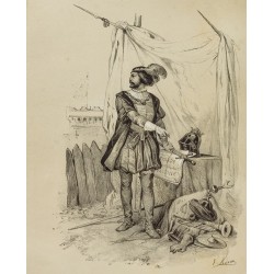 Gravure de 1859 - Le Cid - Portrait en pied - 2