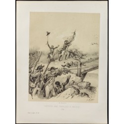 Gravure de 1859 - Bataille d'Arcole en 1796 - 1