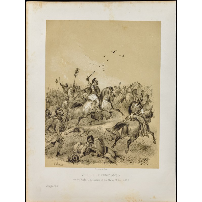 Gravure de 1859 - Victoire de Constantin sur les Vandales - 1