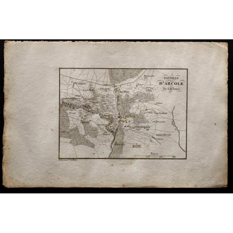 Gravure de 1833 - Plan de la bataille d'Arcole - 1