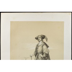 Gravure de 1859 - Portrait de Charles 1er - Roi d'Angleterre - 3