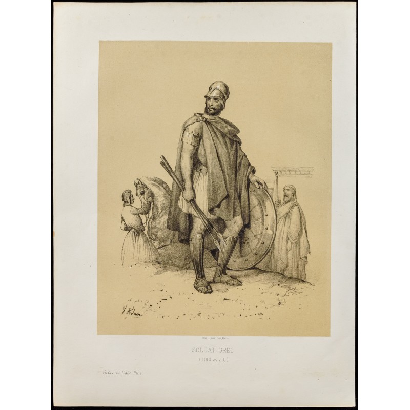 Gravure de 1859 - Portrait d'un soldat grec. - 1