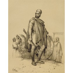 Gravure de 1859 - Portrait d'un soldat grec. - 2