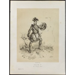Gravure de 1859 - Portrait de Malcolm Ier Roi d'Écosse - 1