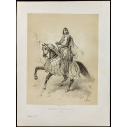 Gravure de 1859 - Portrait de Richard Coeur De Lion - 1