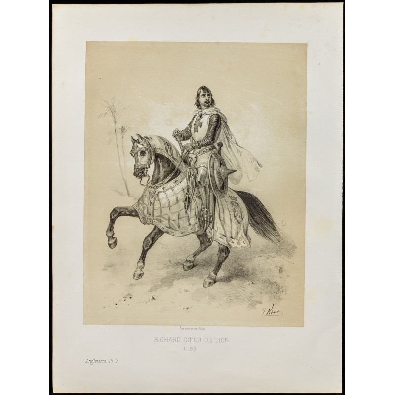 Gravure de 1859 - Portrait de Richard Coeur De Lion - 1