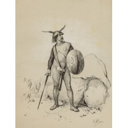 Gravure de 1859 - Portrait d'un Soldat Saxon - 2