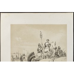 Gravure de 1859 - Débarquement de Jules César en Bretagne - 3