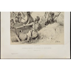 Gravure de 1859 - Débarquement de Jules César en Bretagne - 4