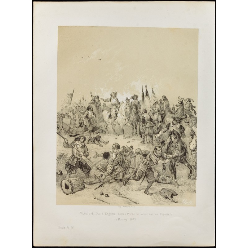 Gravure de 1859 - Bataille de Rocroi - Duc d'Enghien - 1